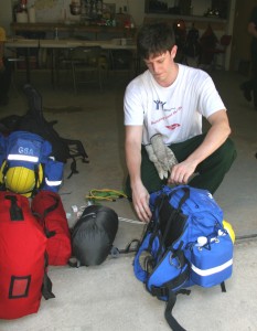 Jonathan Stave of Newark prepares his gear for a two-week assignment with a team of Delaware firefighters battling a 65,000-acre blaze near North Pole, Alaska.