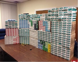 Untaxed cigarettes seized by the Division of Alcohol and Tobacco Enforcement 