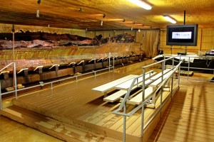 Viewing area inside the DeBraak hull facility. The surviving section of the ship’s hull can be seen in the left of the photo.