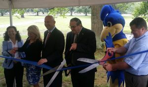 Ribbon-cutting at Lums Pond State Park Camground