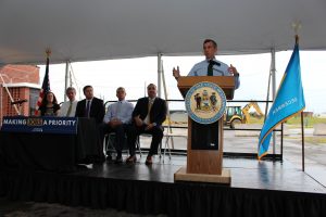 Governor Carney gives remarks at the House Bill 190's signing ceremony in Claymont, DE.