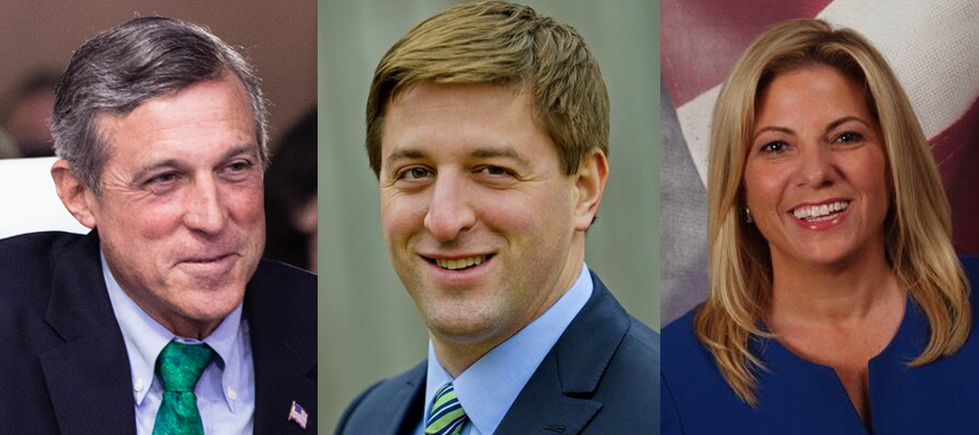 Pictures of Governor John Carney, Senator Bryan Townsend, and House Majority Leader Valerie Longhurst