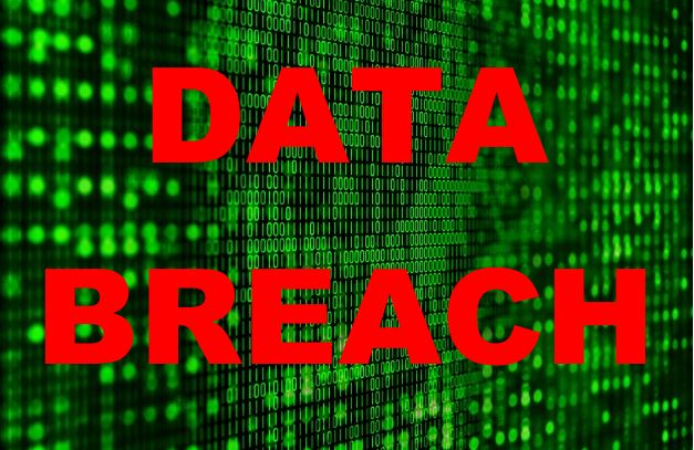 Graphic with the text "data breach"