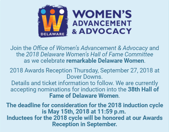 Hall of Fame of Delaware Women information