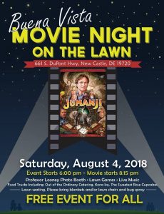 Buena Vista will present a free, outdoor screening of “Jumanji” on Aug. 4, 2018.