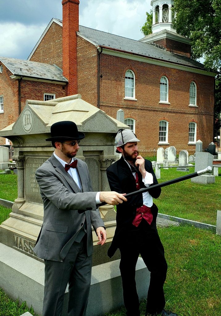 Photo of historical interpreters Gavin Malone (left), as Dr. Watson, and Chris Hall, as Sherlock Holmes, will appear in the play “The Scorched Pamphlet: Sherlock Holmes Returns to Delaware” at The Old State House on Aug. 17, 2019.