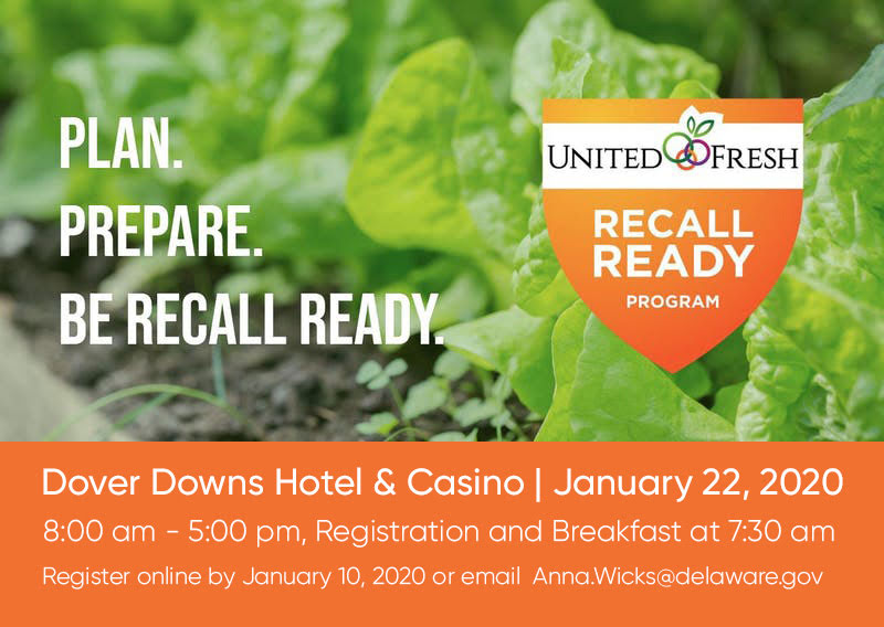 lettuce and banner announcing United Fresh Recall Ready Workshop