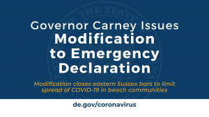 Governor Carney Issues Modification to State of Emergency - State of Delaware News - news.delaware.gov