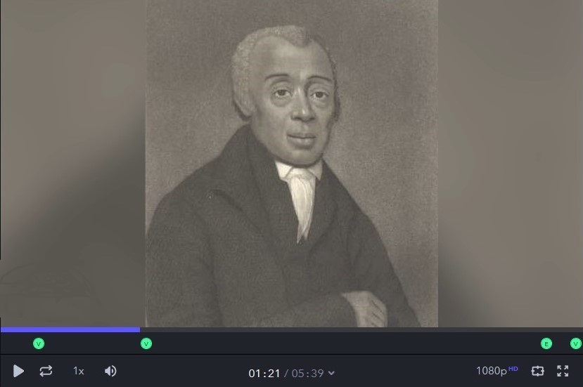 Screen shot from the “Expanding the Delaware Story” video about Bishop Richard Allen.
