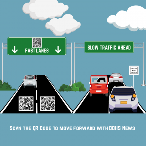 highway and signs demonstrating qr codes make getting to information faster