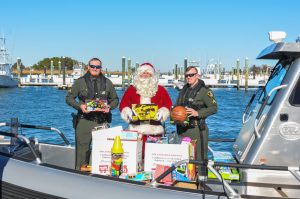 NRP officers with Santa and donations