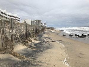 Storm erosion and dune fence damage in Rehoboth Beach from the recent nor’easter storm. /DNREC photo