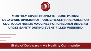 Graphic with DHSS logo and text that says Monthly COVID Update June 17, 2022
