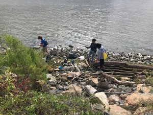 Volunteers picking up trash on the beach at Fox Point in New Castle County in a past Delaware Coastal Cleanup. (2019)