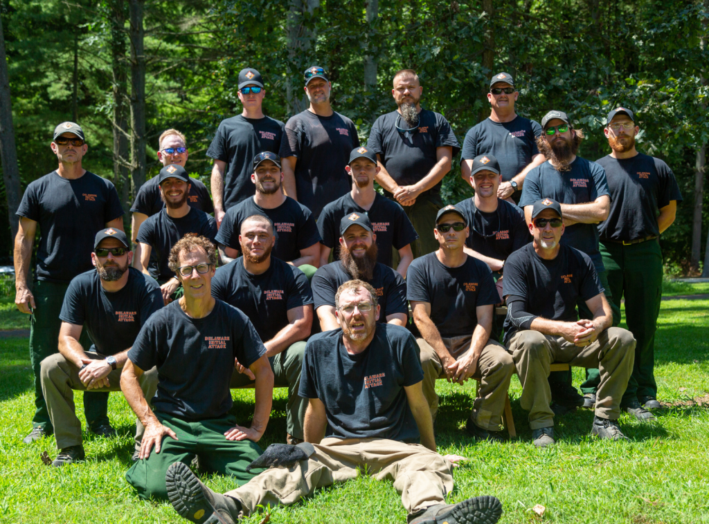 The 2022 DES1 Diamond State Wildfire Crew photo taken at Blackbird State Forest before mobilizing to northern California