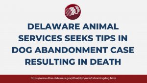 DELAWARE ANIMAL SERVICES SEEKS TIPS IN DOG ABANDONMENT CASE RESULTING IN DEATH