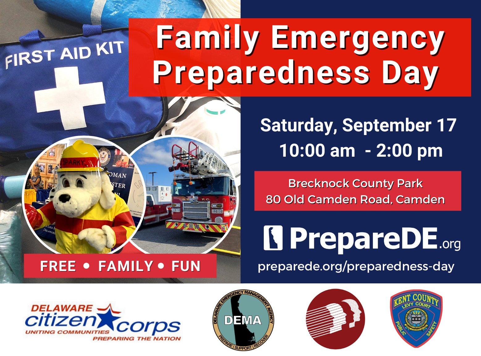 Family Emergency Preparedness Day, Sat. Sept 17, 2022, 10a-2p at Brecknock County Park