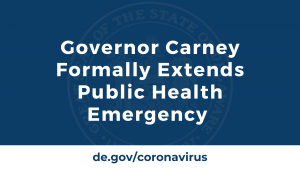 Governor Carney Formally extends public health emergency. de.gov/coronavirus