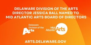 DDOA Ball Named to Mid Atlantic Arts Board of Directors on orange background