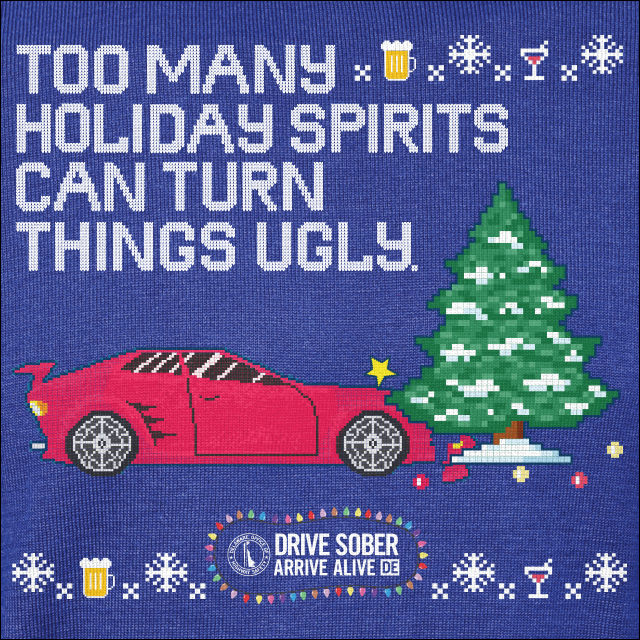 To many Holiday Spirits Can Turn Things Ugly. Car crashes into a tree.