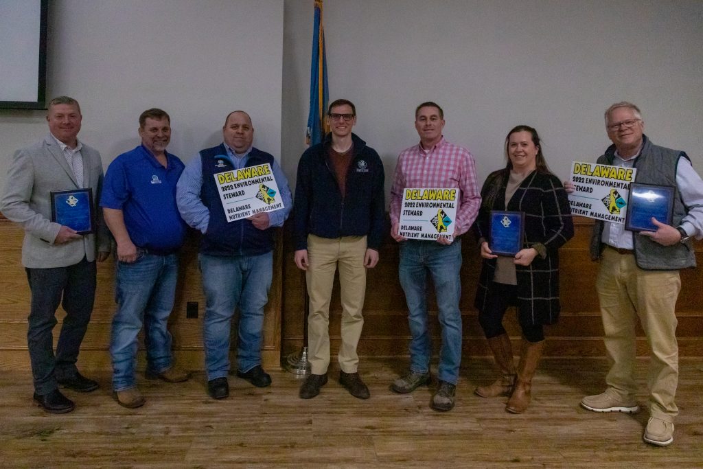 Group photo of the 2022 Delaware Environmental Stewardship Award Honorees with Delaware Department of Agriculture's Nutrient Management Administrator Chris Brosch.