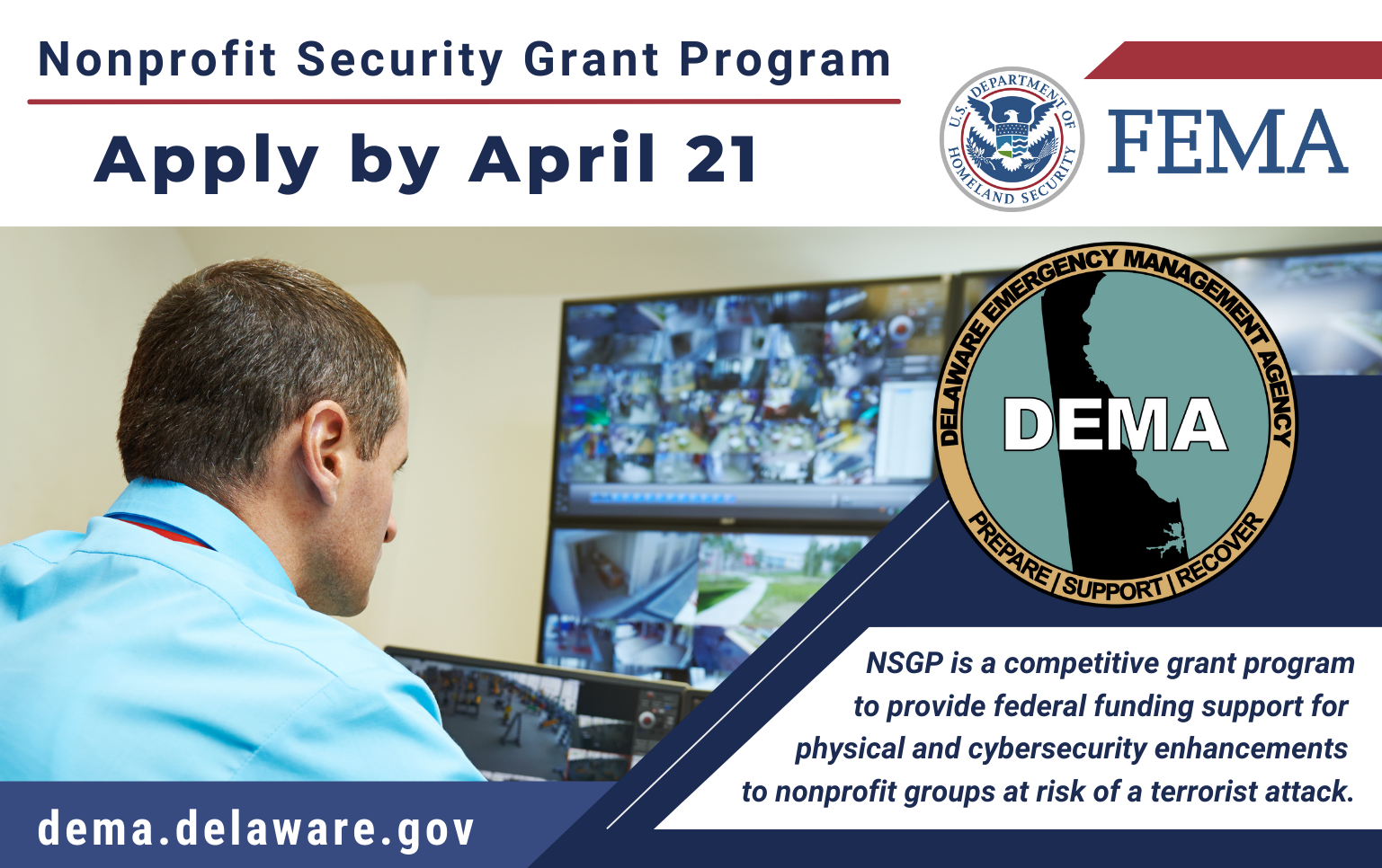 Nonprofit Security Grant Program apply by April 21