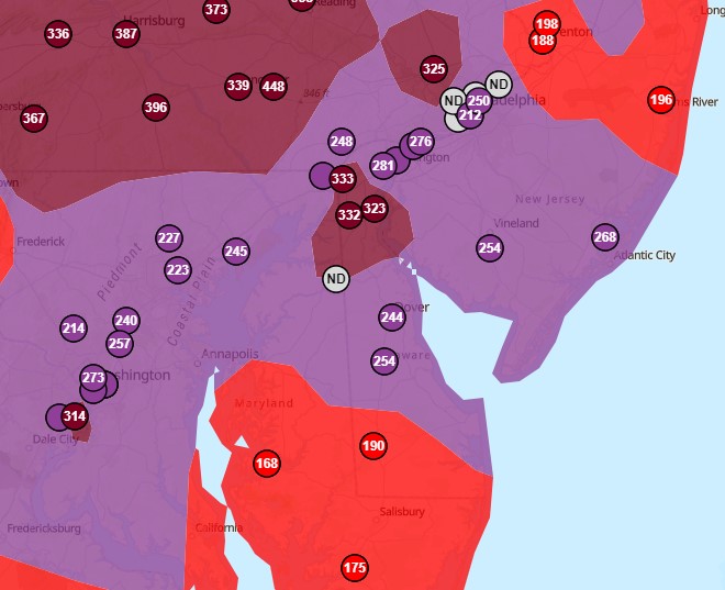 Photo of Air Quality map from airnow.gov