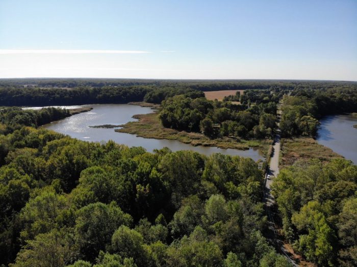 Aerial photo of Blackbird Creek near Townsend - a component of the Delaware National Estuarine Research Reserve