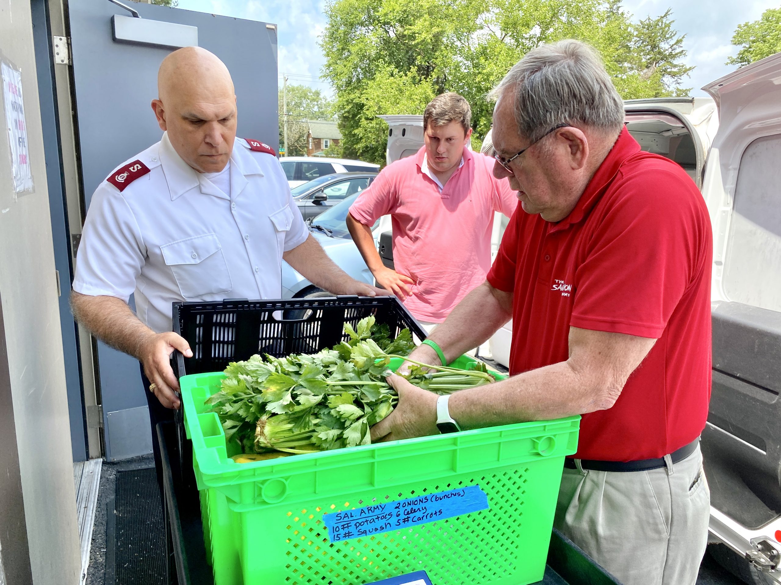 Historic Lewes Farmers Market volunteers deliver a bin of Delaware Grown produce to the Salvation Army as part of their Strengthening the Farm to Pantry Food System in Sussex County.