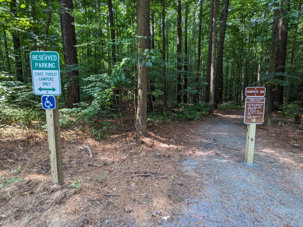 ADA-compliant campsite at Blackbird State Forest