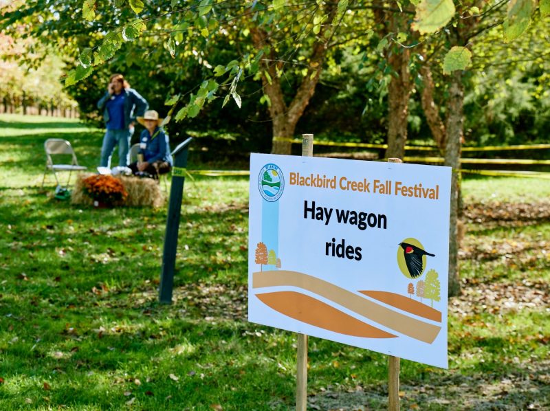 Blackbird Creek Fall Festival hay wagon rides sign