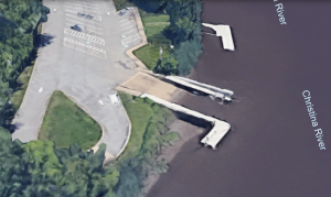 Aerial view of the Newport Boat Ramp on the Christina River