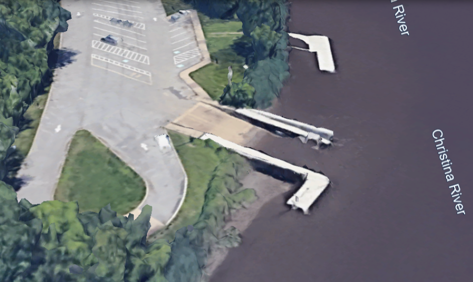 Aerial view of the Newport Boat Ramp on the Christina River