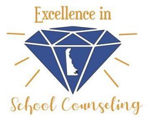 Blue gem with the words Excellence in School Counseling.