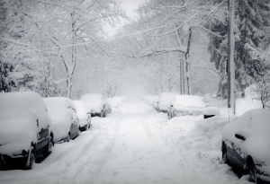 Cars on Snowy Street