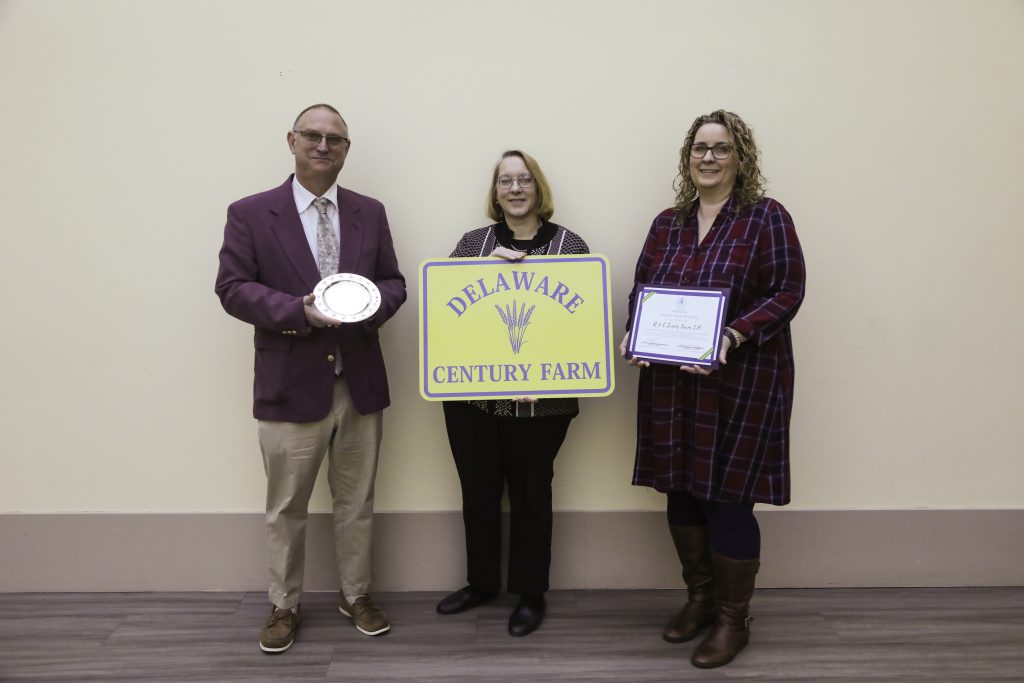 David Evans, Linda Samulevich, and Heather Evans accepted the Century Farm Award posthumously for Carolyn and Reginald Evans.