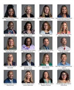 Shows five rows of headshots of the 19 district Teacher of the Year candidates and the one Charter Network Teacher of the Year candidate.