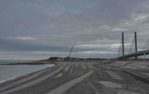 aerial view of the dredging area at Indian River Inlet