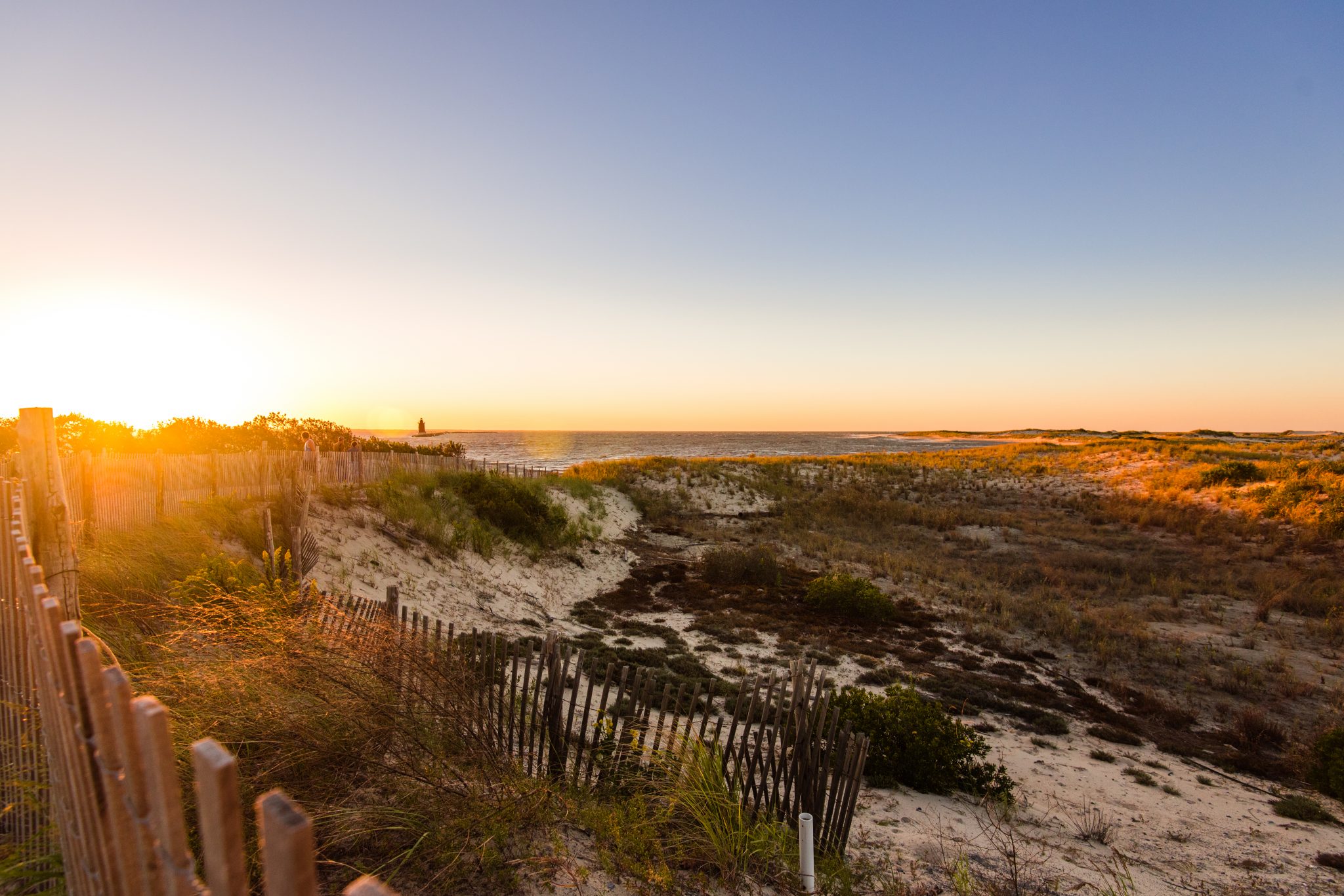 Sunset at the Point at Cape Henlopen overlooking the beach