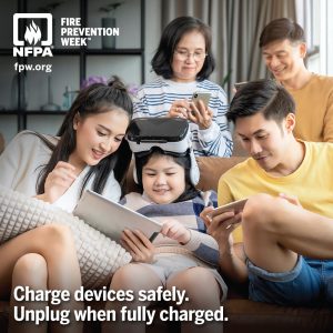 Charge devices safely. Unplug when fully charged.