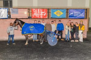 Thiskissformaryell, driven by Jim Morand, won the $110,000 DSBF final for 2-year-old male trotters on Tuesday at Bally's Dover.
