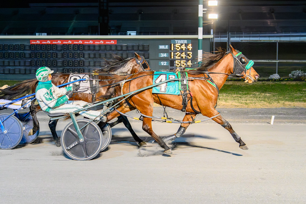 Git Goin, driven by Vince Copeland, won in 1:54.4 Wednesday at Bally's Dover.