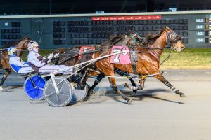 Seboomook Ohh Lala, driven by Ross Wolfenden, earned a win as a 27-1 choice on Wednesday.