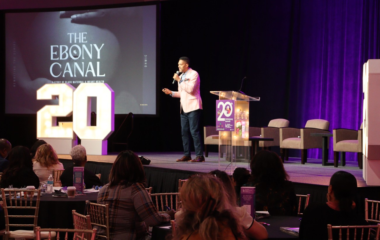 Multi-Emmy Award-winning and NAACP Image Award-winning director Emmai Alaquiva, served as the keynote speaker for the event. Alaquiva spoke about his award-winning film The Ebony Canal, showed clips from the film, and talked about the importance of getting out the stories of women who experience disparities in maternal health and infant outcomes, particularly in Black and Brown communities.