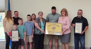Celebrating the Staats Family Farm's induction were John & Teresa Swartz, Amber Startt, John Swartz Jr. & Katrina Swartz (with children Joseph, Tucker and Lucas), Rosalie Martin and Frankie Bartsch.