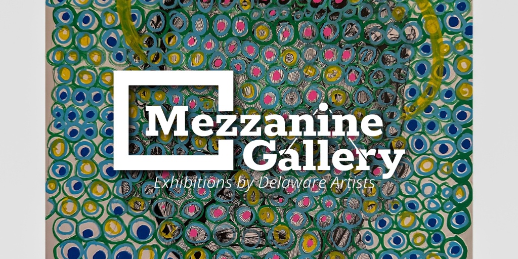 Abstract portrait composed of hundreds of hand-drawn circular marks in blue, green, yellow, pink, and black. A loosely outlined face and shoulders emerge from the dense pattern, with a yellow halo-like ring arcing around the head against a white background.