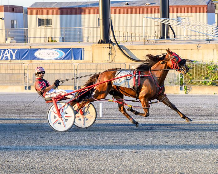 Salty Beaches, with Montrell Teague driving, won her fourth straight race Tuesday.